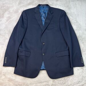 Hart Schaffner Marx Sport Coat Mens 44R Blue Windowpane 2 Button Made in USA